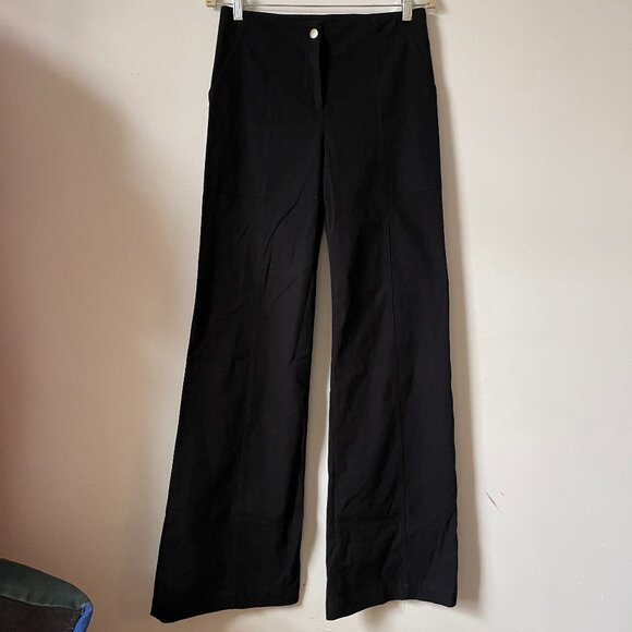 Veronica Beard Womens Wide Leg Pants In Black Button Size 6 - Picture 1 of 7